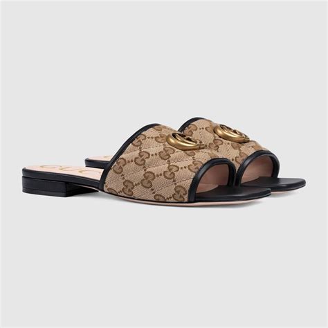 Women's GG matelassé canvas slide sandal 